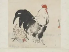 民国徐悲鸿双鸡图 徐悲鴻